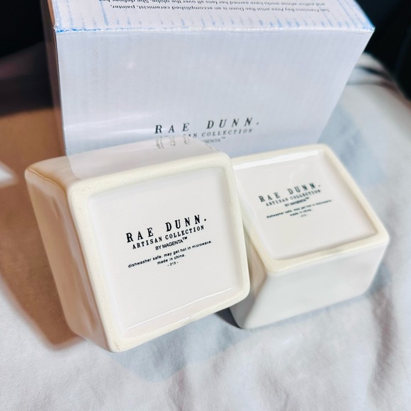 Rae Dunn Artisan Savor and Enjoy Square Ceramic Dipping Bowl Set of 2 - Picture 6 of 12